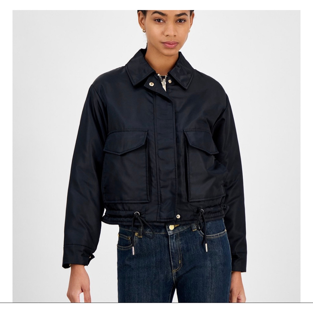 NWT MICHAEL KORS Women’s Reversible Bomber Jacket Black Small Quilted Zip Front - Picture 2 of 13